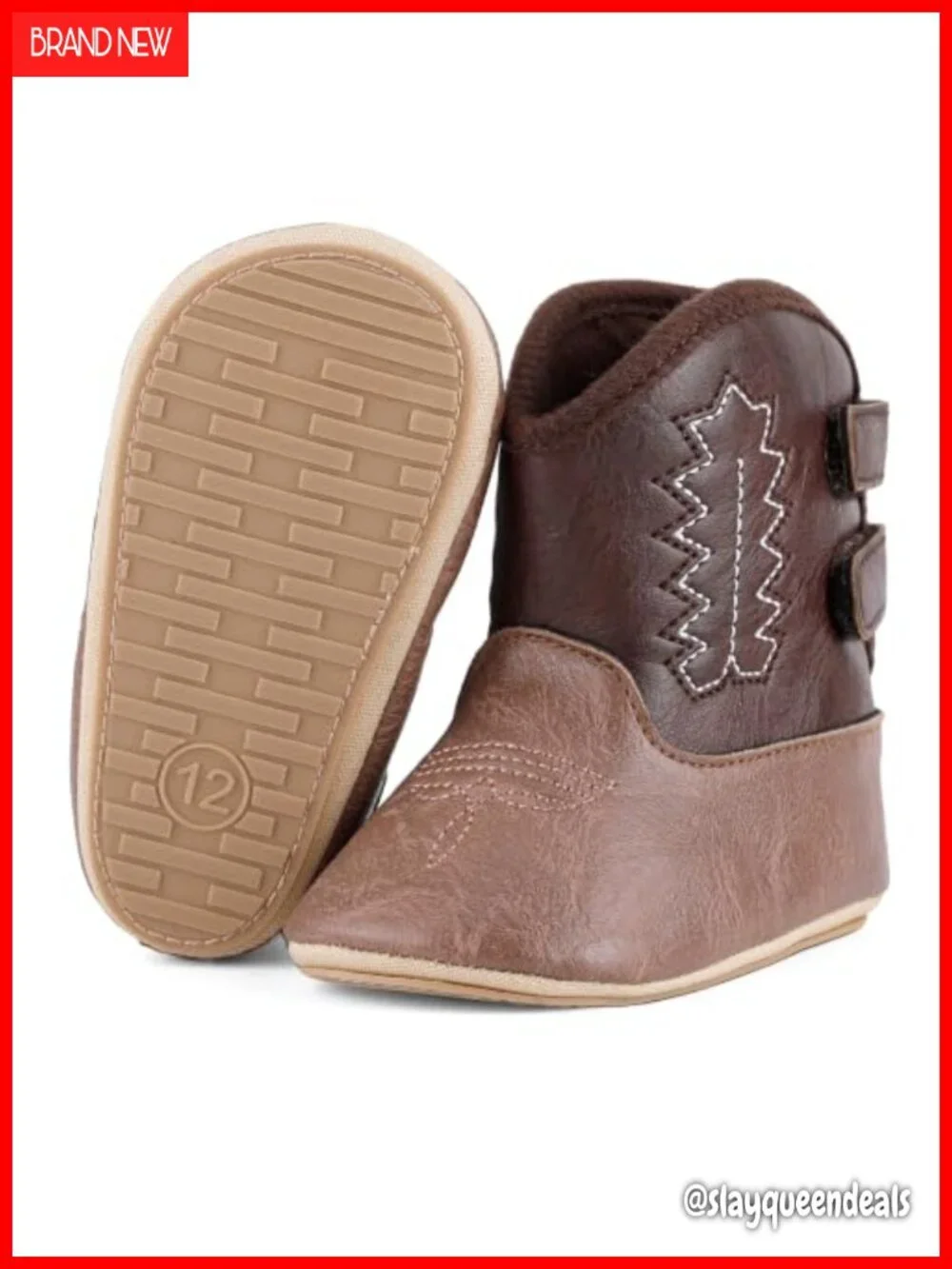 Leather Western Cowboy Bootie Crib Shoes for Baby Infant Toddler